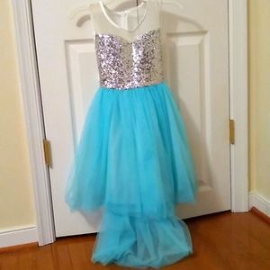 Blue and silver sequin dress